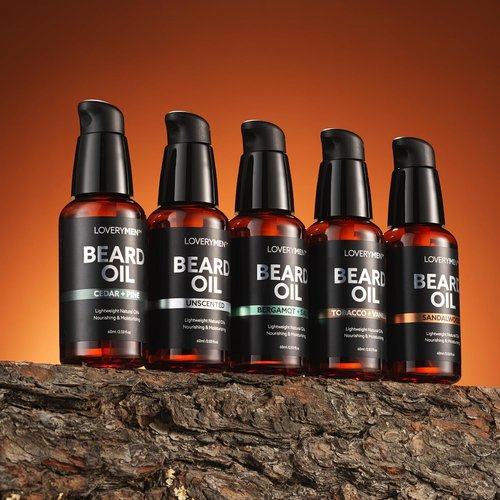 Deluxe Beard Oil for Men - Natural Grooming Kit with Argan & Jojoba Oil | Sandalwood, Tobacco Vanilla & Cedar Pine Scents