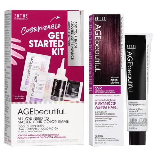AGE Beautiful Permanent Hair Color Dye - 100% Gray Coverage & Anti-Aging Formula | Biotin Enriched for Thicker, Fuller Hair