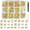 120Pcs Gold Bow Nail Charms, 3D Metal Alloy Bowknot Nail Art Golden Bows Charms for Nails Decor Accessories DIY Craft