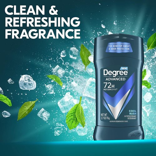 Degree Men Antiperspirant Deodorant - Advanced 72-Hour Sweat & Odor Protection | Cool Rush, 2.7 oz (4 Count)