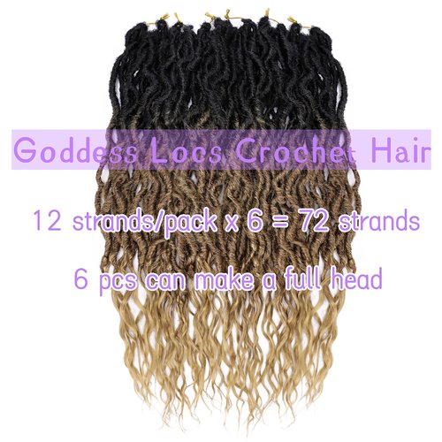6 Packs Faux Locs Crochet Hair 24 Inch Soft Locs Crochet Braid Pre Looped Goddess Locs Crochet Hair for Women Queen Locs Crochet Braids with Curly Ends Synthetic Braiding Hair Extensions