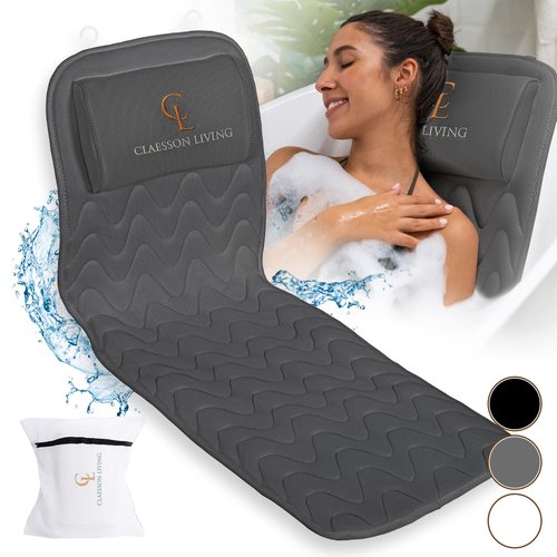 Luxury Bath Pillow for Tub - Thick and Comfortable Bathtub Pillow Support for Head and Neck and Back - Washable Quick-Drying Bath Pillows - Bath Cushion for Home Spa - Fits Any Bathtub - Cold Gray