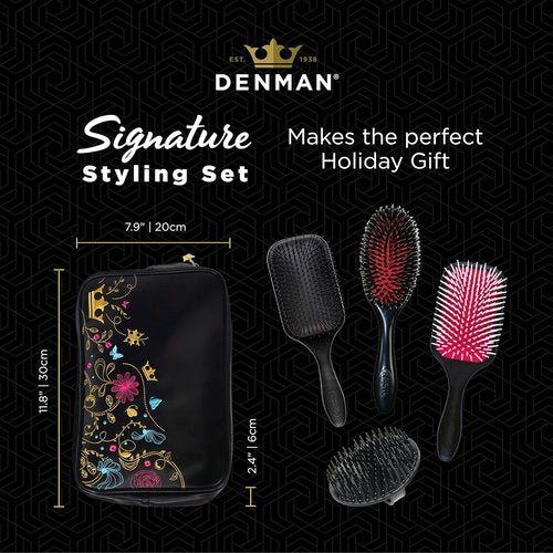 Denman Signature Styling Set - Ultimate Hair Brush Gift Set for Detangling & Smoothing Hair