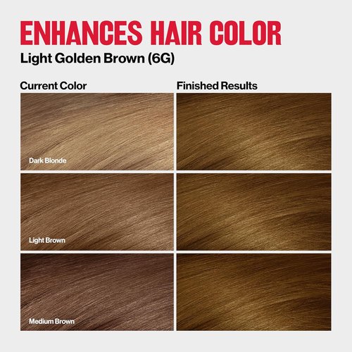 Revlon ColorSilk Demi Permanent Hair Color Kit - 2X Shinier, 4X Stronger | 6G Light Golden Brown, 4.5 fl oz