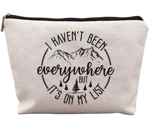 uinwk World Traveler Makeup Bag,Travelers Gift,Adventure Makeup Bag,Gifts For Women Who Like To Travel,I Haven't Been Everywhere But It's On My List