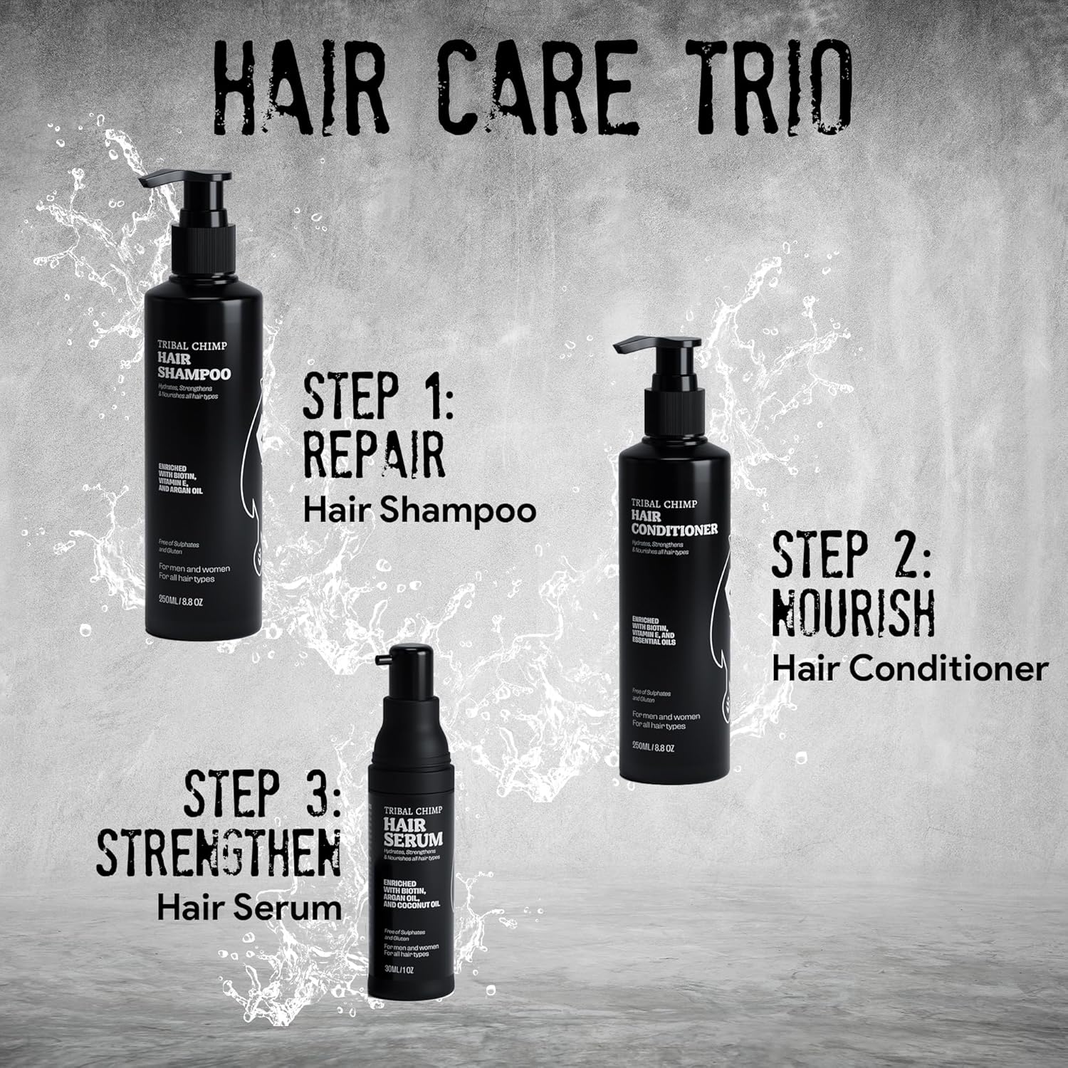 Tribal Chimp Hair Conditioner - Hydrating & Strengthening Formula with Peppermint, Tea Tree Oil & Biotin | 8.8oz
