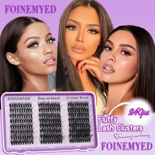 Natural Lash Clusters Wispy Lash Extension 30D+40D+50D Cluster Eyelash Extension 14-24mm Lashes Individual Eyelash Clusters D Curl DIY Lash Extension by FOINEMYED