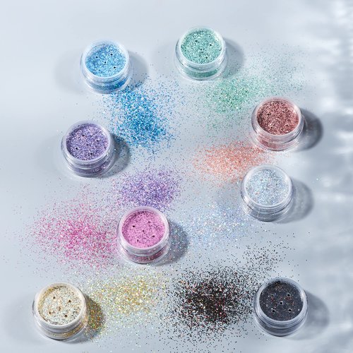 Holographic Glitter Shakers by Moon Glitter – 100% Cosmetic Glitter for Face, Body, Nails, Hair and Lips - 0.17oz - Set of 8 colours