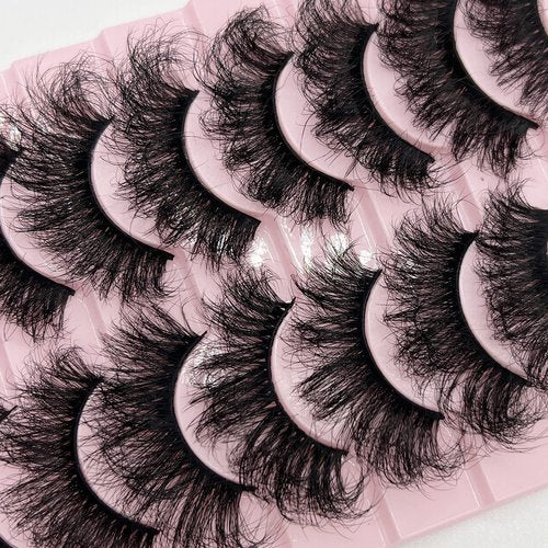 TIKILEY Mink Lashes Fluffy Wispy Thick Eyelashes Mink Faux, 20mm/25mm Long Dramatic D Curl Strip Lashes Cat Eye 3D Big False Eyelashes Pack