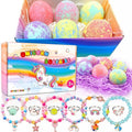 Unicorn Bath Bombs with Surprise Inside Easter Basket Stuffers for Kids Girls, Bath Bombs Surprise Birthday Gifts Unicorn Gifts Easter Gifts for Kids Girls with Jewelry Toys Inside