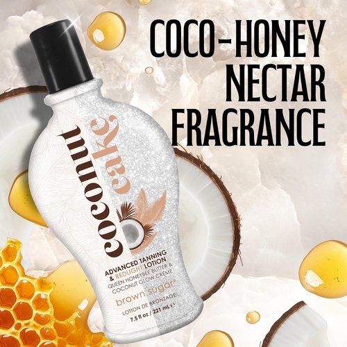 Brown Sugar Coconut Cake Tanning Lotion, Advanced Tanning & Red Light Blend with Royal Honey, Coconut Butter, Collagen & Hyaluronic Acid, 7.5 Fl Oz