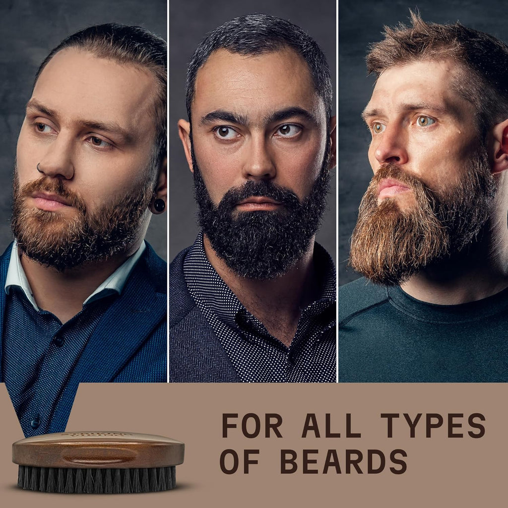 Striking Viking Beard Brush - 4.3-Inch Beech Wood Handle, Brown | Boar Bristle Grooming Tool