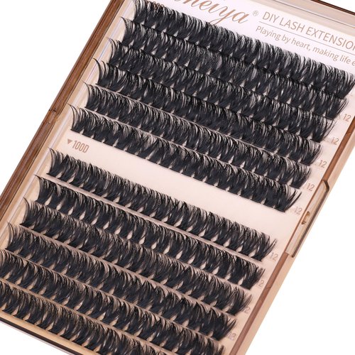 Geeneiya 12MM Volume Lash Clusters D Curl Cluster Eyelash Extensions Thick Cluster Lashes Only 12MM 80D+100D DIY Lash Extension Waterproof