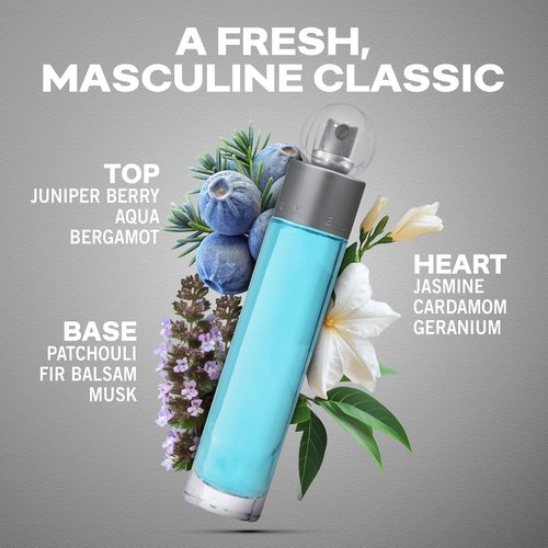 Perry Ellis 360° Eau De Toilette Spray for Men - Long-Lasting Cologne with Bergamot, Juniper & Musk - 3.4 fl oz