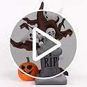 8FT Inflatable Halloween Scary Tree with LED Ghosts and Tombstone Yard Decor