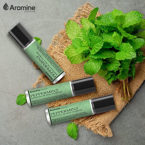 Peppermint Essential Oil Roll-On - Premium Therapeutic Grade Aromatherapy | Pre-Diluted 10ml (Pack of 2)