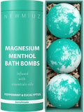 Magnesium Menthol Fizzing Bath Bomb Eucalyptus Peppermint Epsom Salt Refreshing Bubble Spa with Essential Oil Infused Post Workout Sore Muscles Recovery Gift