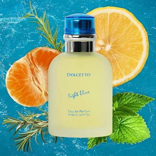 NovoGlow Dolcetto Light Blue Eau De Parfum for Men - Refreshing Woody Floral & Aquatic Fragrance | 3.4 Fl. Oz.