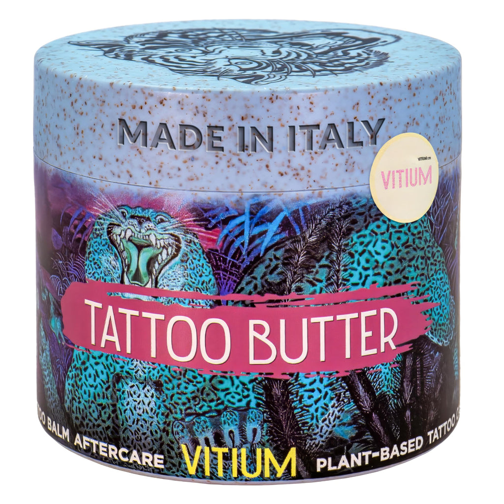 VITIUM Tattoo Butter – Tattoo Aftercare Balm with Organic Plant-Based Ingredients – Deep Moisturizing & Brightening for Vibrant Tattoos – Vegan, Natural, Soothing – Made in Italy - 5oz