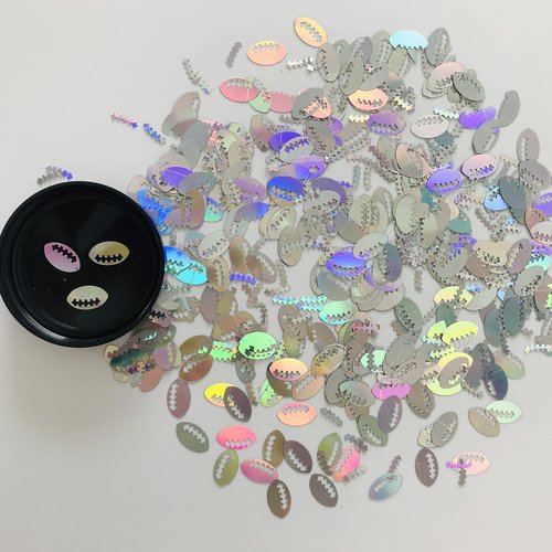 10 Grams/Pack - Sliver Holographic Football Rugby Ball Shape Glitter - Festival Rave Beauty Makeup Face Body Nail Art Decoration LB100