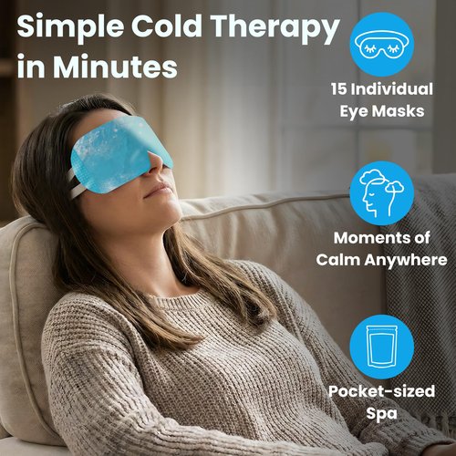 CHILL Self-Cooling Eye Mask for Puffy Under-Eyes, Dark Circles, Hyaluronic Acid Long-Lasting Disposable Cooling Eye Compress, Valentine's Day Gifts for Her, Spa and Self-Care Gifts for Women and Men