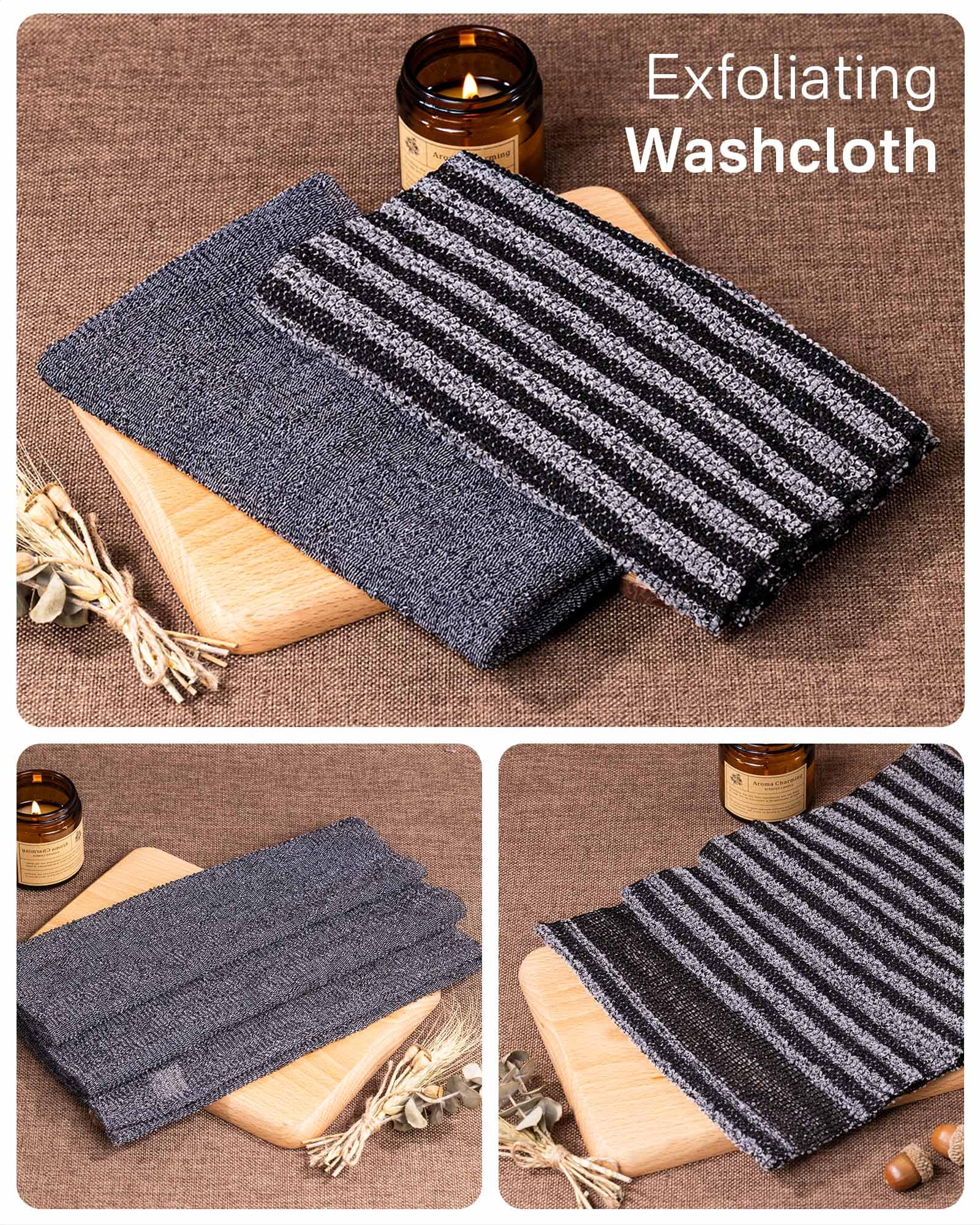 Yiclick 2 Pack Exfoliating Washcloth Towel - Body Scrubber Exfoliator, Loofah Sponge, Korean & Japanse & African Net Sponge Rag - Back Scrubber Washer for Use in Shower Bath