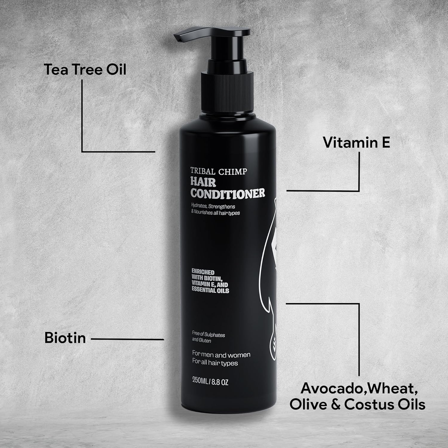 Tribal Chimp Hair Conditioner - Hydrating & Strengthening Formula with Peppermint, Tea Tree Oil & Biotin | 8.8oz
