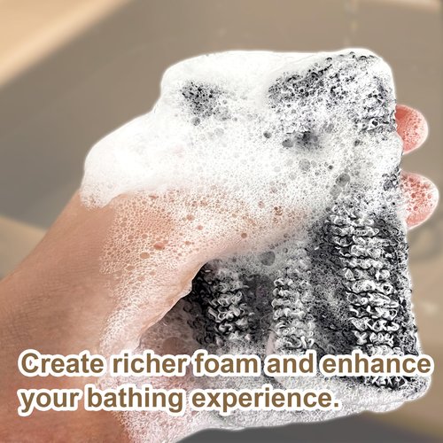 Beiskll 4 Pack Soap Bag Deep and Gentle Exfoliating,Bar Soap Pouch Saver Pocket, Body Scrubber Shower Bath Sponge Loofah (Grey)
