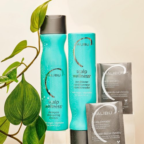 Malibu C Scalp Wellness Collection - Soothing Shampoo & Conditioner Set for Dry Scalp - Vitamin C Infused | Travel Size Packets Included (33.8 oz)