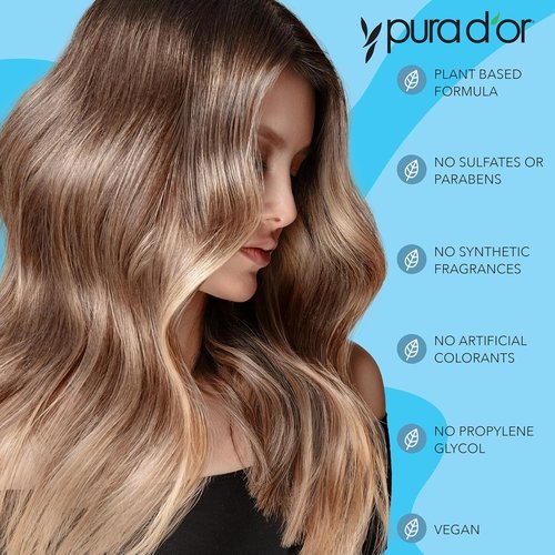 PURA D'OR Biotin Shampoo for Hair Thinning - Clinically Tested Herbal Blend - 16 Oz, Original Scent