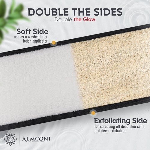 Sturdy Natural Loofah Back Scrubber for Shower for Men, Egyptian Loofah Body Scrubber Exfoliator and Washer for Men to Clean Your Back Deeply Like an Exfoliating Washcloth- 1 Count (1 Pack) - Black