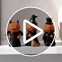 Halloween Miniature Pumpkin Figurines Set of 3 - Resin Decorations for Tabletop Fireplace Mantle Indoor Gifts