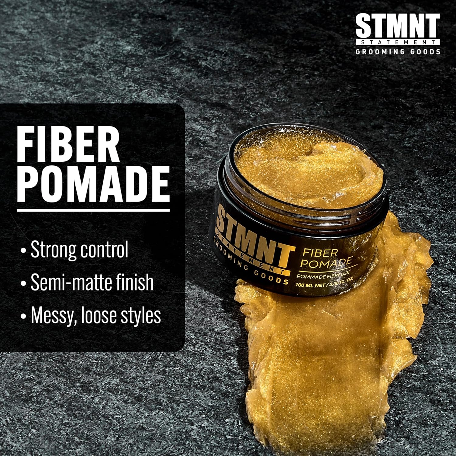 STMNT Grooming Goods Fiber Pomade - Strong Control with Semi-Matte Finish | Easy to Wash Out