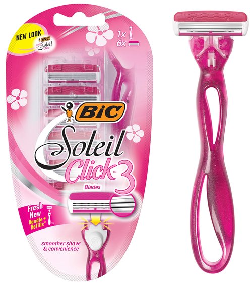 Bic Bic Simply Soleil Click Women Triple Bladed Disposable Razors, 1 Handle 6 Cartridges 1 Ea