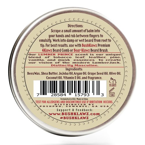 Lumber Prince Beard Balm Leave in Conditioner Beard Butter Premium Refreshing Manly Woodsy Musk Scent 2 oz Best Gift for Fathers