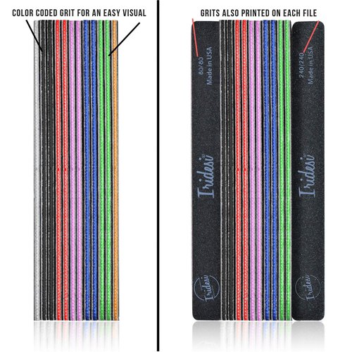 Professional Nail Files Black Washable Emery Boards 7 Inches Long Square End Serrated Edge 12 Fingernail Files Per Pack (80/100)