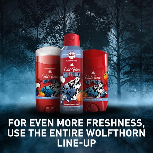 Old Spice Aluminum Free Body Spray for Men, 24/7 Odor Protection, 24/7 Lasting Fragnance & Freshness, Cologne Quality Scent, Wolfthorn with Sweet Citrus Scent, 5.1 oz (Pack of 3)
