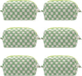PAZIMIIK Checkered Makeup Bag - Portable Zipper Cosmetic Pouch for Travel | 6PCS Light Green