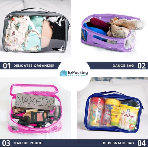 Clear Packing Cube by [Brand Name] - Transparent PVC Travel Organizer Pouch for Suitcase & Backpack (Black)