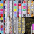 12 Boxes Nail Gems and Charms, Gold Charms for Nails Rhinestones Kit with 30 Sheets Nail Art Stickers Crystals Flatback Pearls Nail Decals Fruit Nail Charms Pearls for Nails Design DIY Accessories