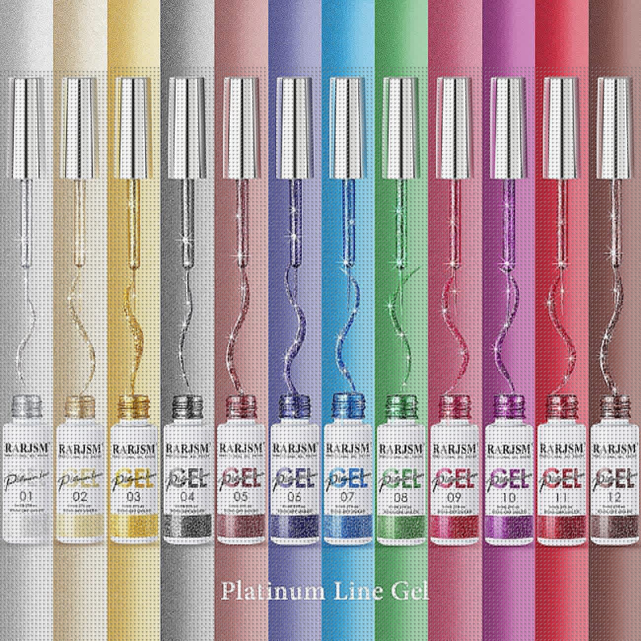 RARJSM Painted Gel Nail Polish Set, Nail Art Metallic Liner Painting Polish Set U V L E D 12 Colors Platinum Liner Gel Champagne Glitter Silver Rosa Gold Green Blue Purple Paint for Nail Art Design
