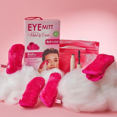 The Original MakeUp Eraser Eye MITT - Effortlessly Erase All Eye Makeup with Water | Pack of 4 Mitts + Laundry Bag