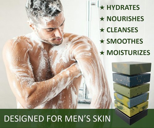 Natural American Elements Men's Bar Soap - 100% Natural with Essential Oils & Organic Shea Butter - 5 oz (6 Pack)