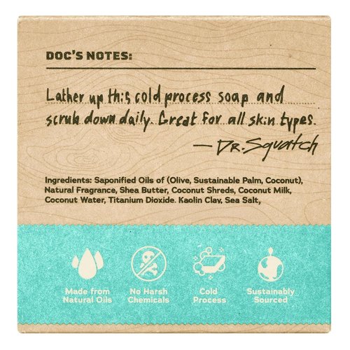 Dr. Squatch Natural Men’s Bar Soap - Cold Process Body Soap with Natural Oils - Coconut Castaway (5 oz, 3-Pack)