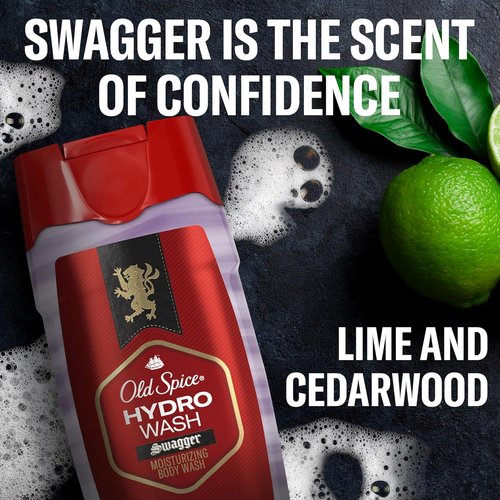 Old Spice Hydro Wash - 2-in-1 Moisturizing Body Wash for Men | Long-Lasting Smoother Swagger Scent, 16 oz (Pack of 4)