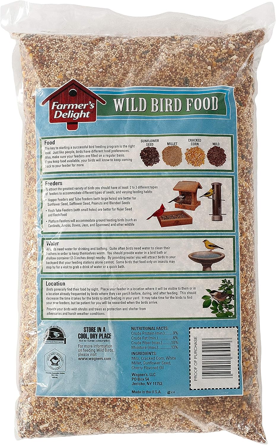 Wagner's 53002 Wild Bird Food - Farmer's Delight with Cherry Flavor | 10-Pound Bag