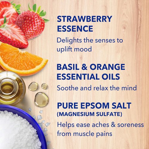 Dr Teal's Epsom Salt Soak - Strawberry Serenade with Basil & Orange, 3 lbs for Relaxation