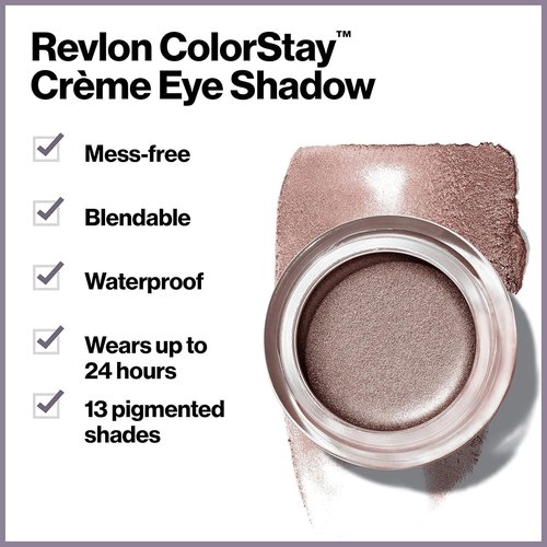 REVLON Crème Eyeshadow - ColorStay 24 Hour Makeup, Highly Pigmented Cream in Matte & Shimmer, 750 Vanilla, 0.18 Oz