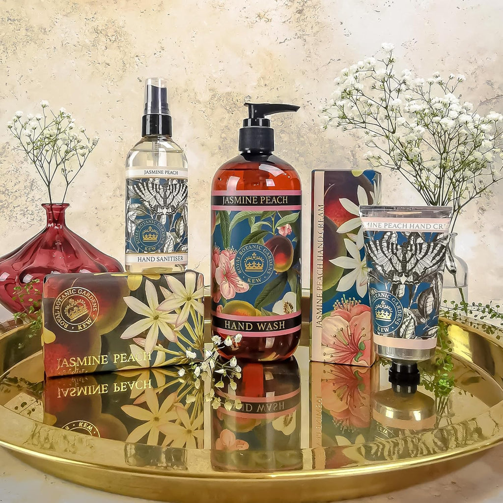 The English Soap Company | Kew Gardens Luxury Hand & Body Wash - Refreshing Vitamin E Formula with Aloe Vera, Jasmine Peach Scent, 17 fl oz