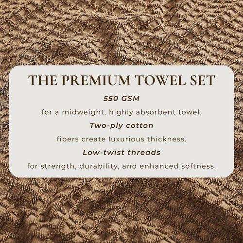 Great Bay Home Brown Washcloths - 100% Cotton 6 Pack 13x13 Washcloth Set - Absorbent, Durable, Quick-Dry Face Towels for Bathroom (Mocha)